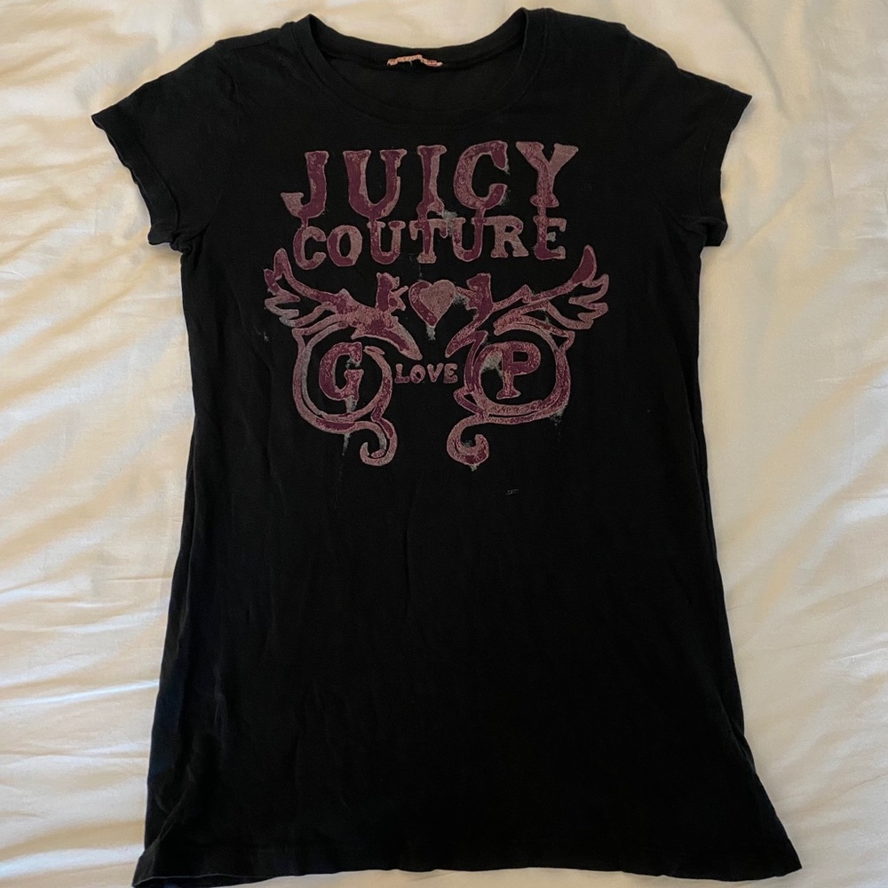 Juicy Couture T-Shirt Purple Black Medium